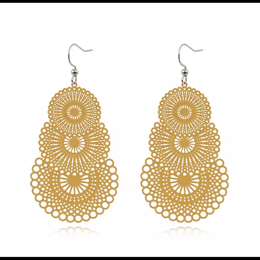 Boho Ethnic Big Dangle Drop Earrings laser cut